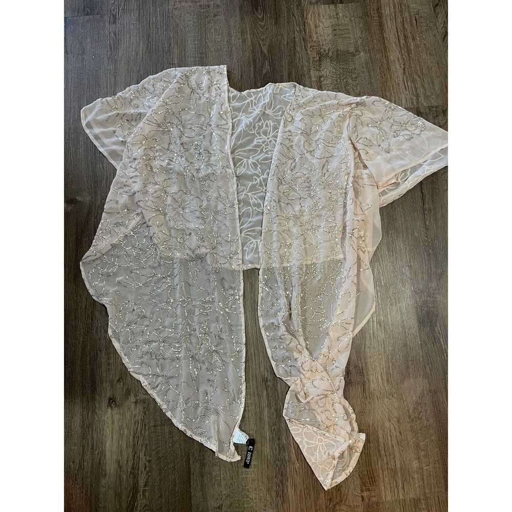 Pale Pink Floral glitter wrap shawl one size